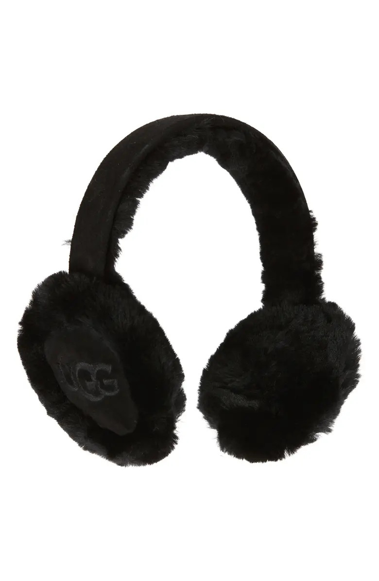 Logo Embroidered Genuine Shearling Earmuffs | Nordstrom
