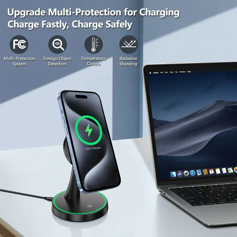 OANDYS 15W Fast Magnetic Wireless Charger Stand for iPhone 16/15/14/13/12 Series  with Sleep-Frie... | Walmart (US)
