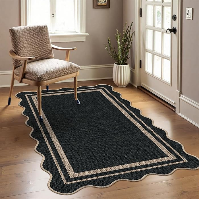Easy Jute 3x5 Black Rectangle Area Rug,Washable Entryway Rug, Modern Door Carpet,Neutral Non-Slip... | Amazon (US)