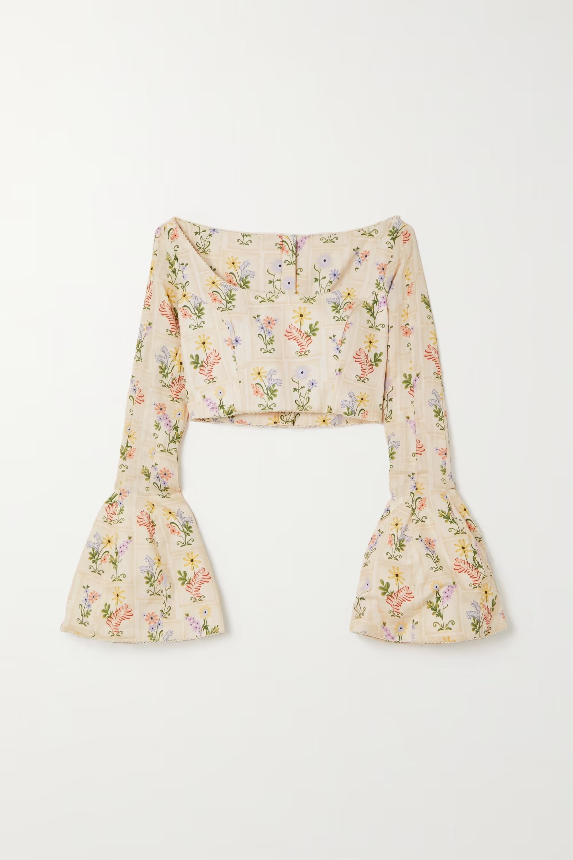 Limoncello Pradera cropped floral-print linen top | NET-A-PORTER (US)