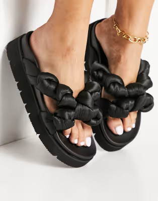Ego Zurich plait tie flatform sandals in black | ASOS (Global)