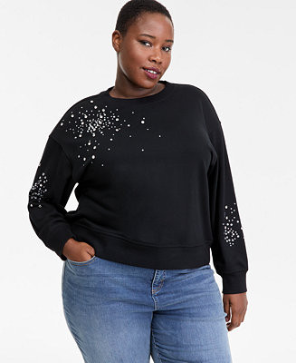 I.N.C. International Concepts Plus Size Embellished Sweatshirt, Macy's Exclusive  - Macy's | Macy's