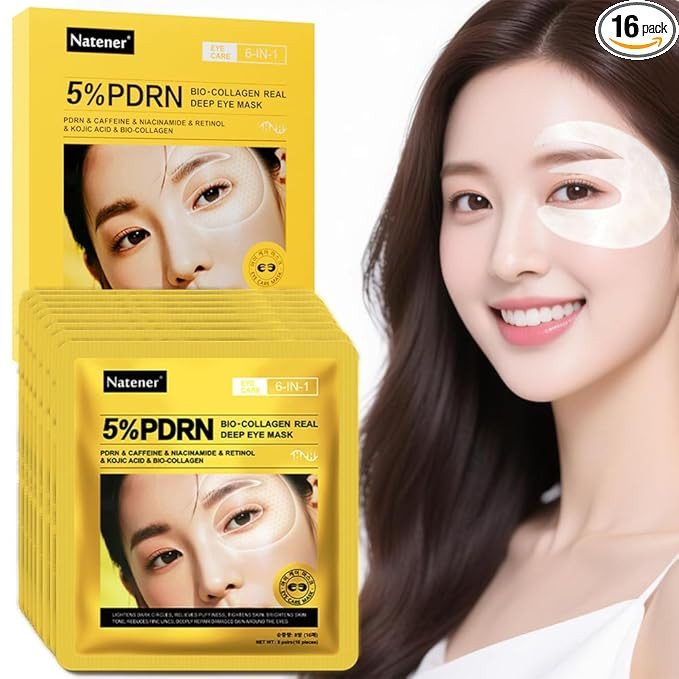 8 Pairs 5% PDRN Under Eye Patches, 6-in-1 Bio-Collagen 360° Eye Patches for puffy eyes, dark cir... | Amazon (US)