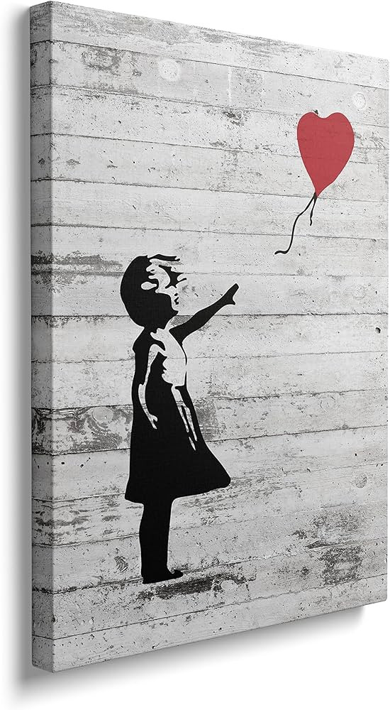 Banksy Canvas Wall Art - Girl With Red Balloon Street Graffiti Wall Art - Grey Framed Wall Art Pr... | Amazon (US)