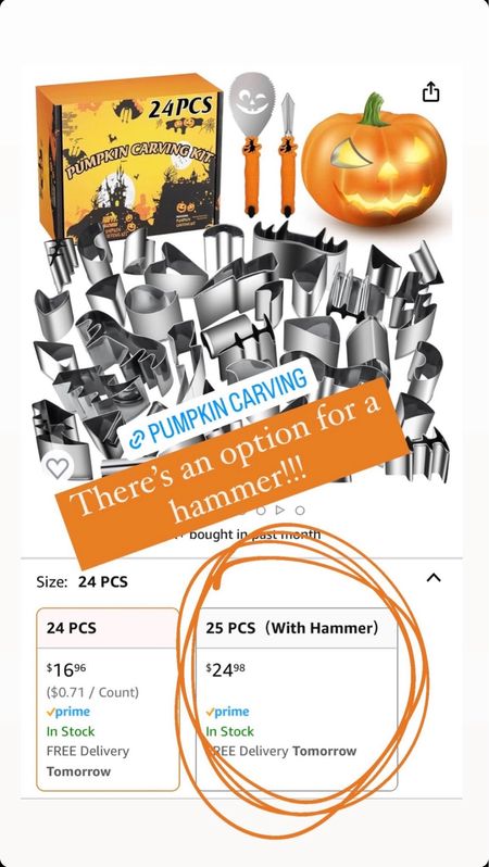 The exact pumpkin kit we have is not available, but this is basically the same thing. Carving tools for kids that they can hammer into the pumpkin for easy fun! 🎃

#LTKkids #LTKfindsunder50 #LTKHalloween
