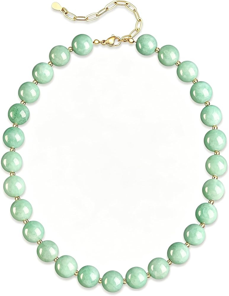 GINAZL Natural Stone Beaded Choker Necklace for Women, Chunky Statement Rainbow Multicolor Gemsto... | Amazon (US)