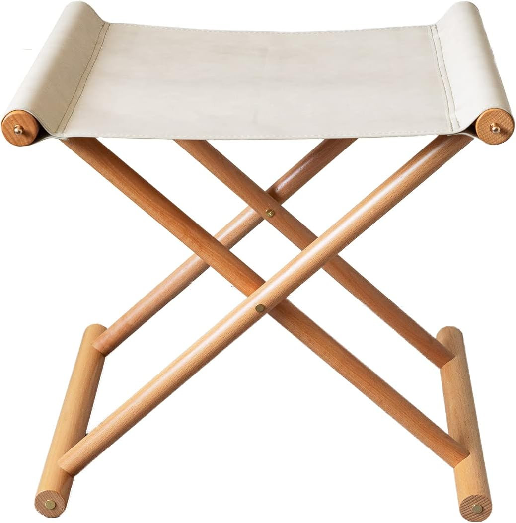 Vegan Soft Leather Solid Beech Wood Multipurpose Foldable Portable Foot Stool Vanity Stool Ottoma... | Amazon (US)