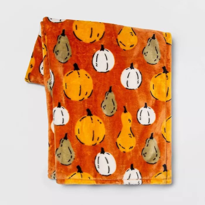 Pumpkin and Gourd Throw Blanket Orange | Target