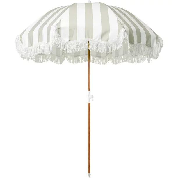Terrace Business & Pleasure Co. Holiday Umbrella - White Boho Beach Umbrella with Fringe - UPF 50... | Walmart (US)