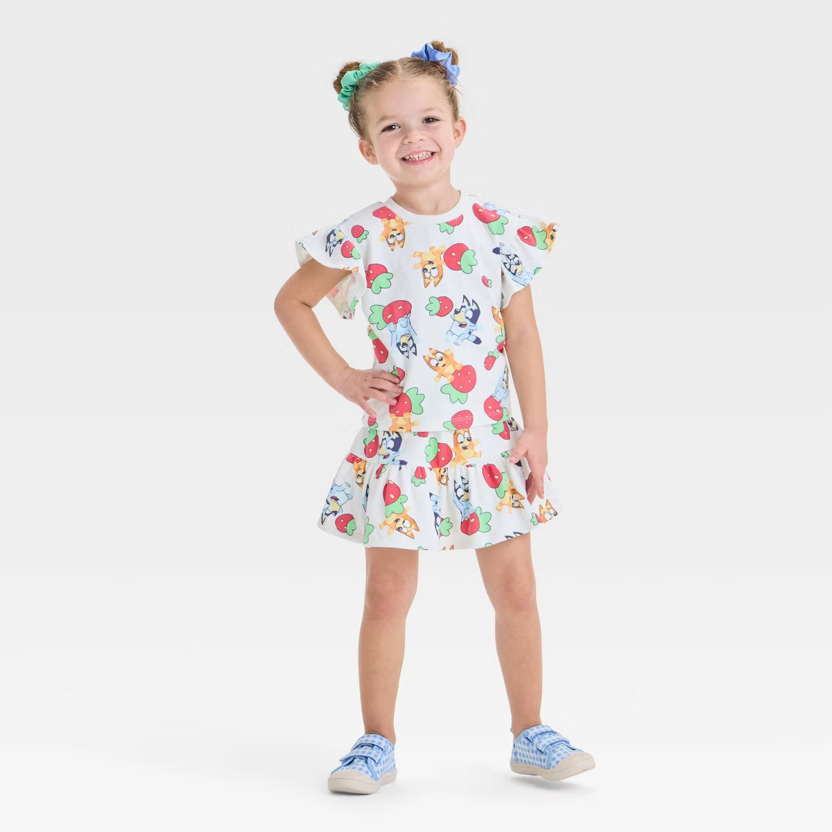 Toddler Girls' 2pc Bluey Strawberry Top & Skort Set - Ivory 3T | Target