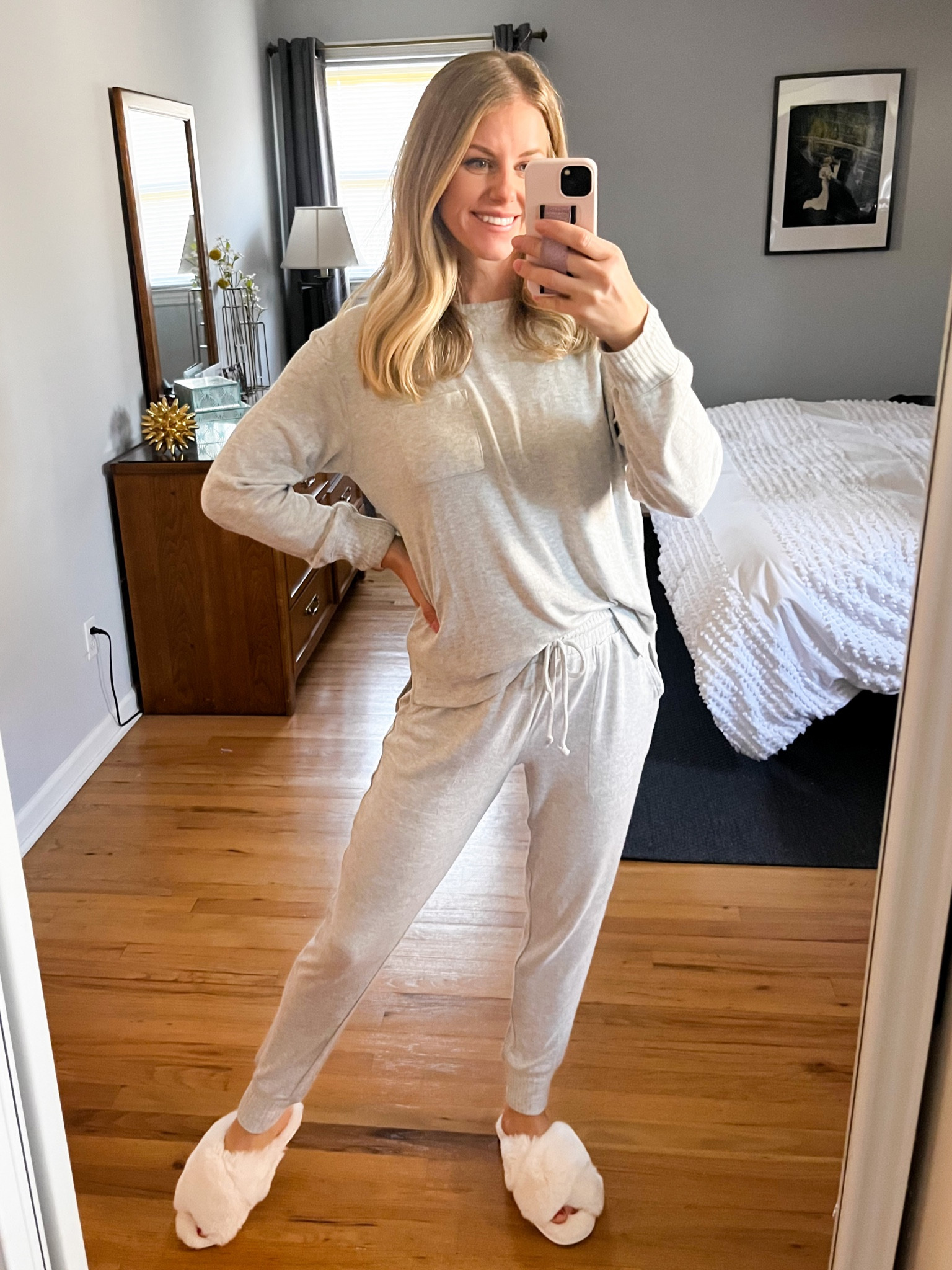 This set is SO Comfy and currently on sale!  Wearing size small in both the top and bottom. Sized down one size in the slippers  

#LTKGiftGuide #LTKunder50 #LTKHoliday