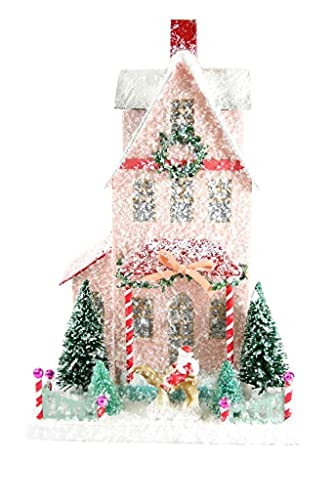 Cody Foster & Co Snowy Pink with Santa Figure Christmas Mantel House, Multicolor | Amazon (US)