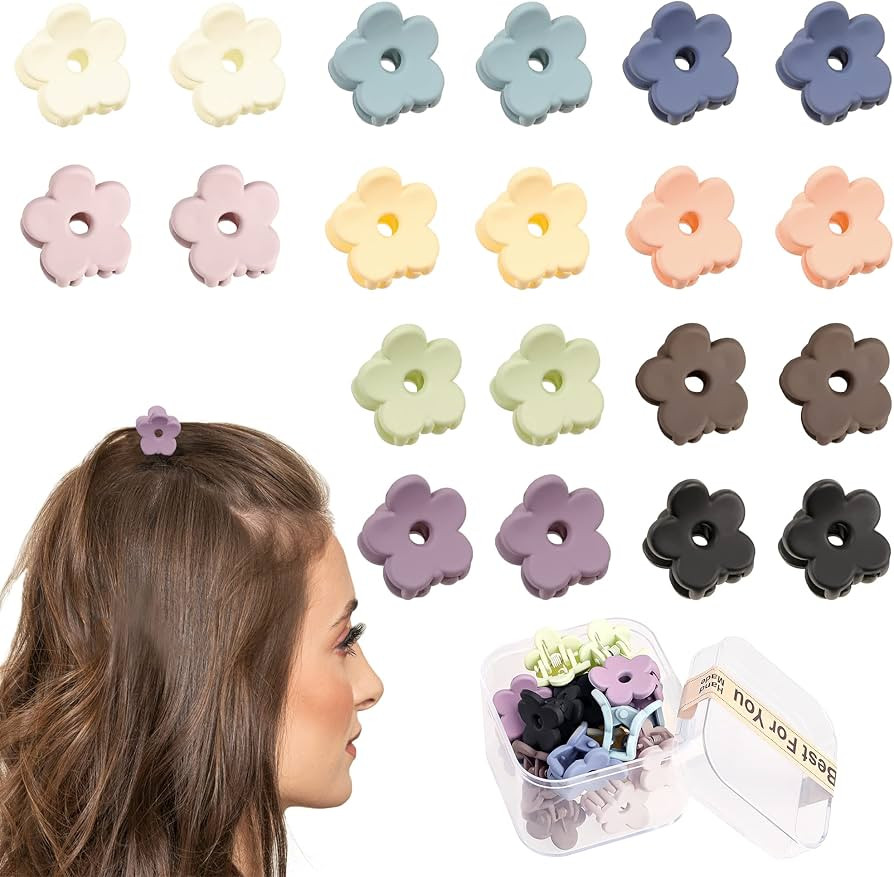 Ivyu Small Claw Hair Clips for Women Girls - 20 Pcs Mini Claw Clips for Thin Hair Tiny Flower Hai... | Amazon (US)