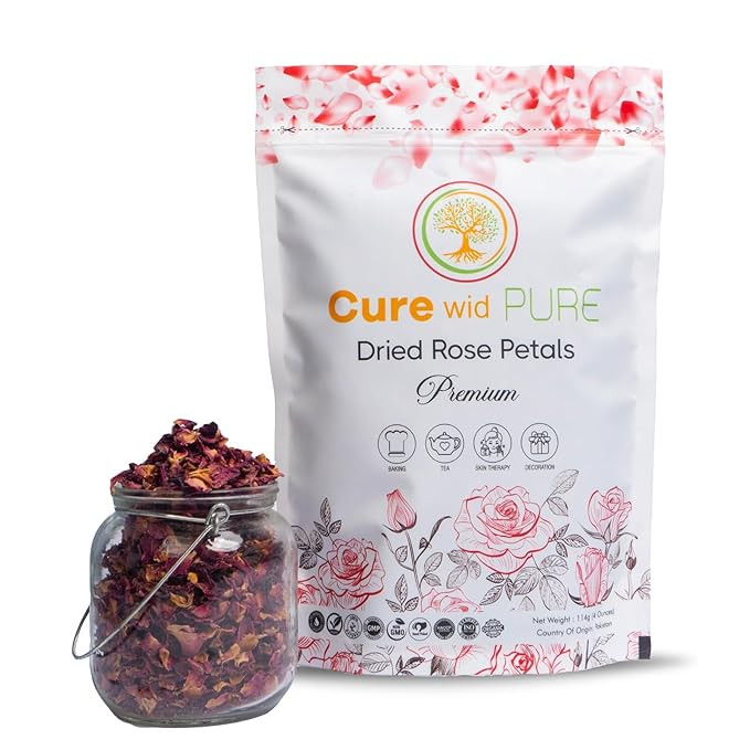 Cure Wid Pure Certified Organic Dried Rose Petals 4 oz Food-Grade Edible Rose Petals for Tea,Cock... | Amazon (US)