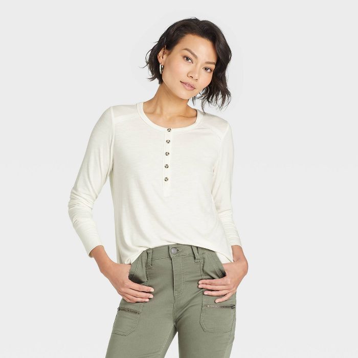 Women's Long Sleeve Henley T-shirt - Knox Rose™ | Target