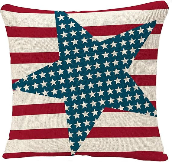 YGGQF Throw Pillow Cover 4th July Vintage American Flag Patriotic Ornate Amenrican Flag Throw Pil... | Amazon (US)