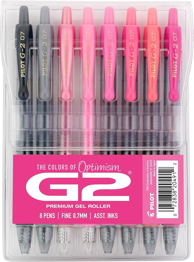 Pilot G2 Premium Gel Roller Pens, Fine Point Gel Pens, Boost Pink Pack, The Colors of Optimism, 8... | Amazon (US)