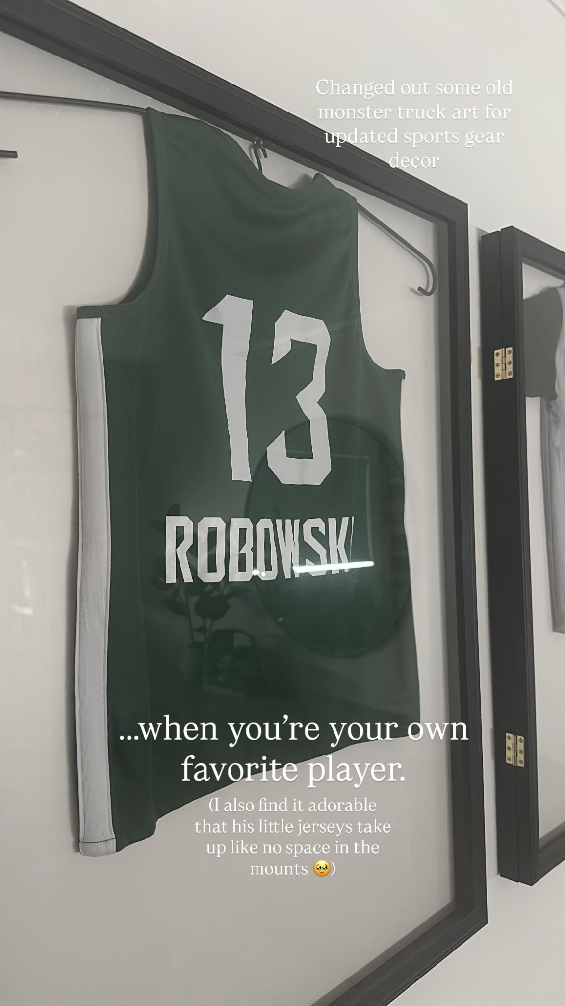 Sports room decor for kids- hang their own jerseys!