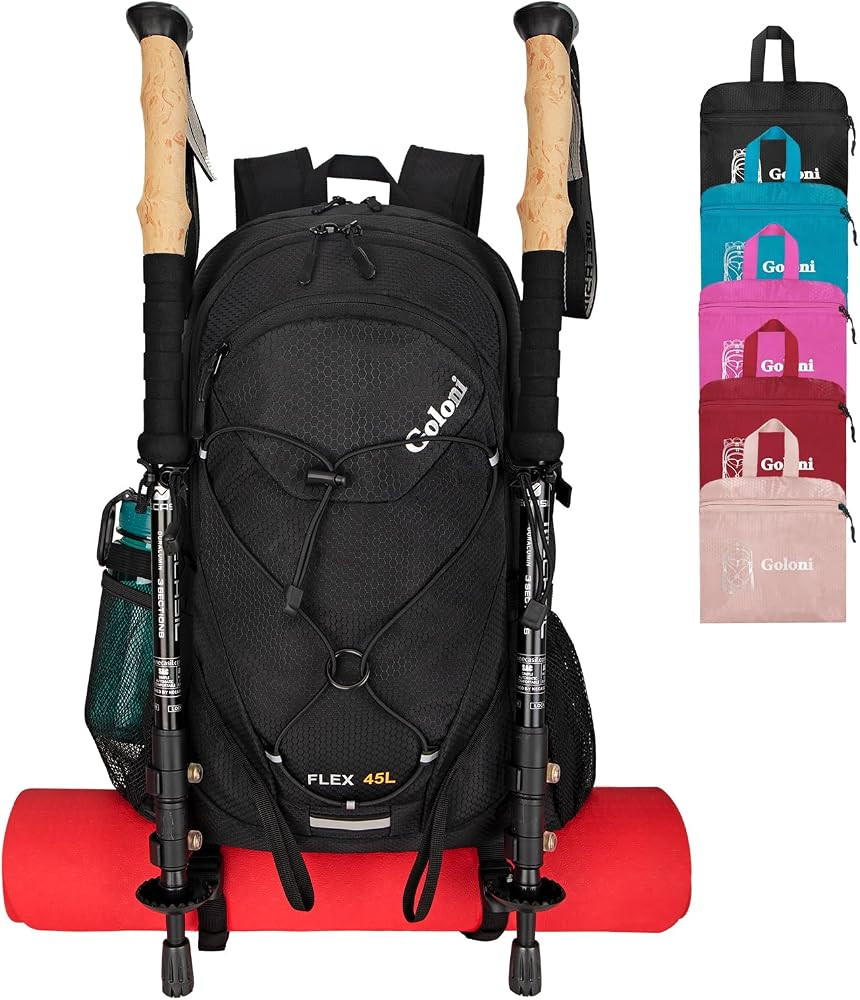Goloni 45L Hiking Backpack Lightweight Foldable, Waterproof Camping Backpack with Rain Cover & Hi... | Amazon (US)
