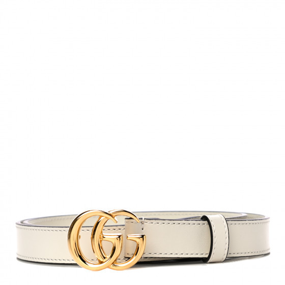 GUCCI Calfskin Double G 20mm Belt 80 32 Mystic White | Fashionphile