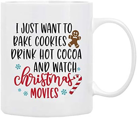 Christmas Coffee Mug, Holiday Coffee Mug, ‘’I Just Want to Bake Cookies Drink Hot Cocoa and Watch CH | Amazon (US)