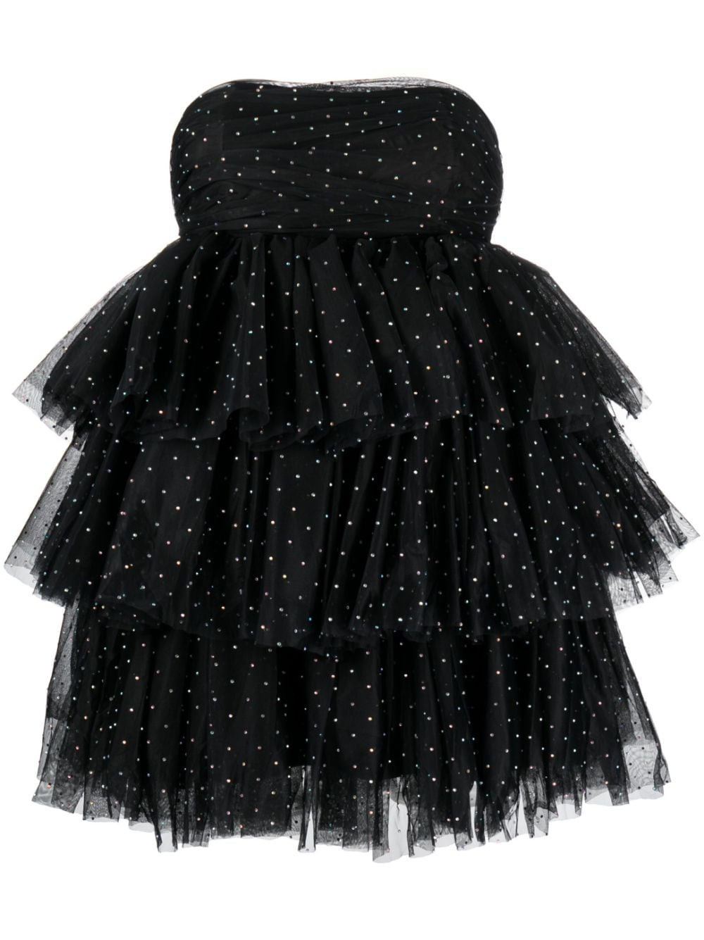 ROTATE BIRGER CHRISTENSEN crystal-embellished ruffle minidress - Black | Farfetch Global