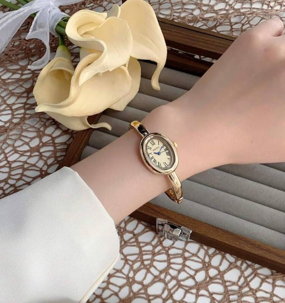Women's Bangle Bracelet Watch, Gold-Tone, Oval Dial, Roman Numeral, Elegant Style | Amazon (US)