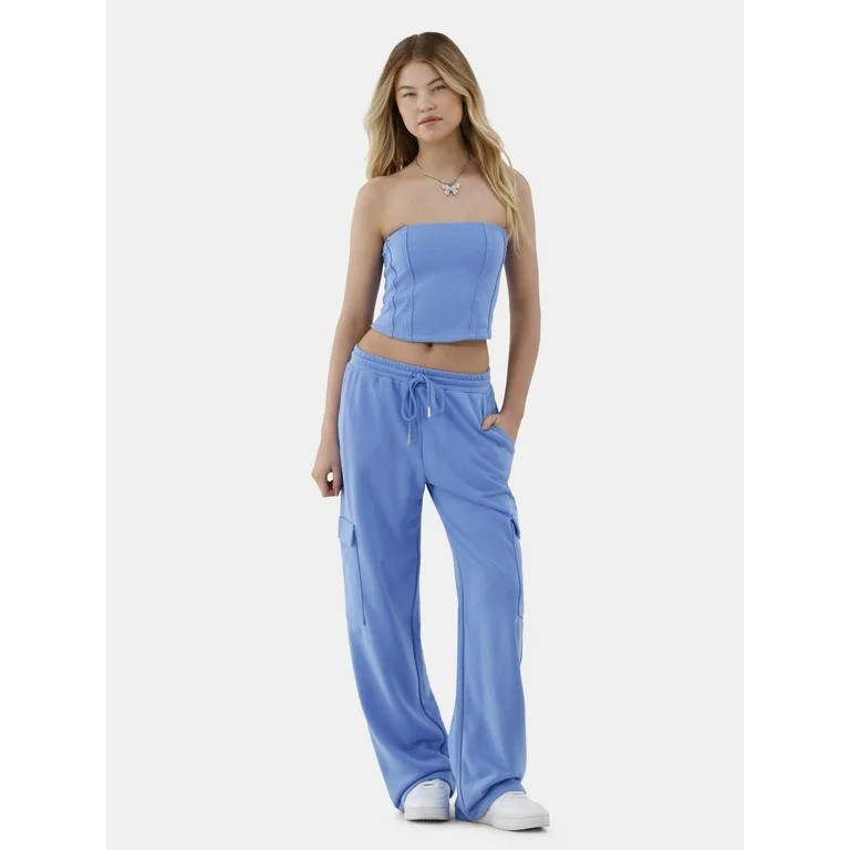 No Boundaries Tube Top and Sweatpants Set, 2 Piece, Women’s and Women's Plus | Walmart (US)