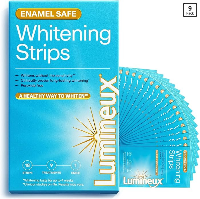 Lumineux Teeth Whitening Strips Kit - 9 Treatments - Peroxide Free - Enamel Safe for Whiter Teeth... | Amazon (US)