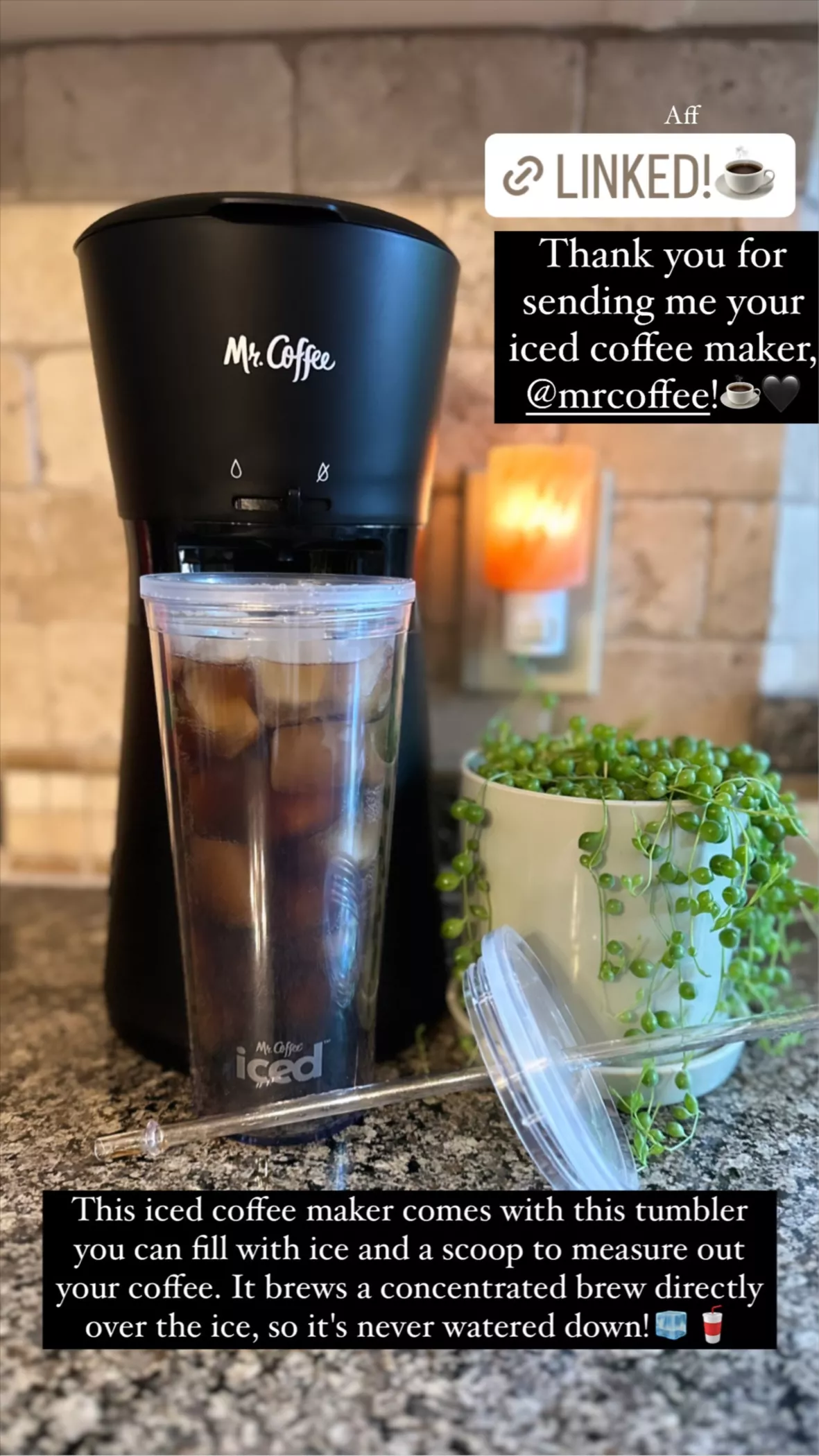 Mr. Coffee Iced Coffee Maker with Reusable Tumbler and Coffee Filter - Black