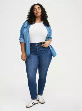 High-Rise Bombshell Skinny Jeans in Mediumblue-Denim | Torrid (US & Canada)