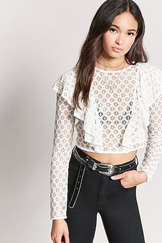 Crochet Lace Ruffle Crop Top | Forever 21 (US)