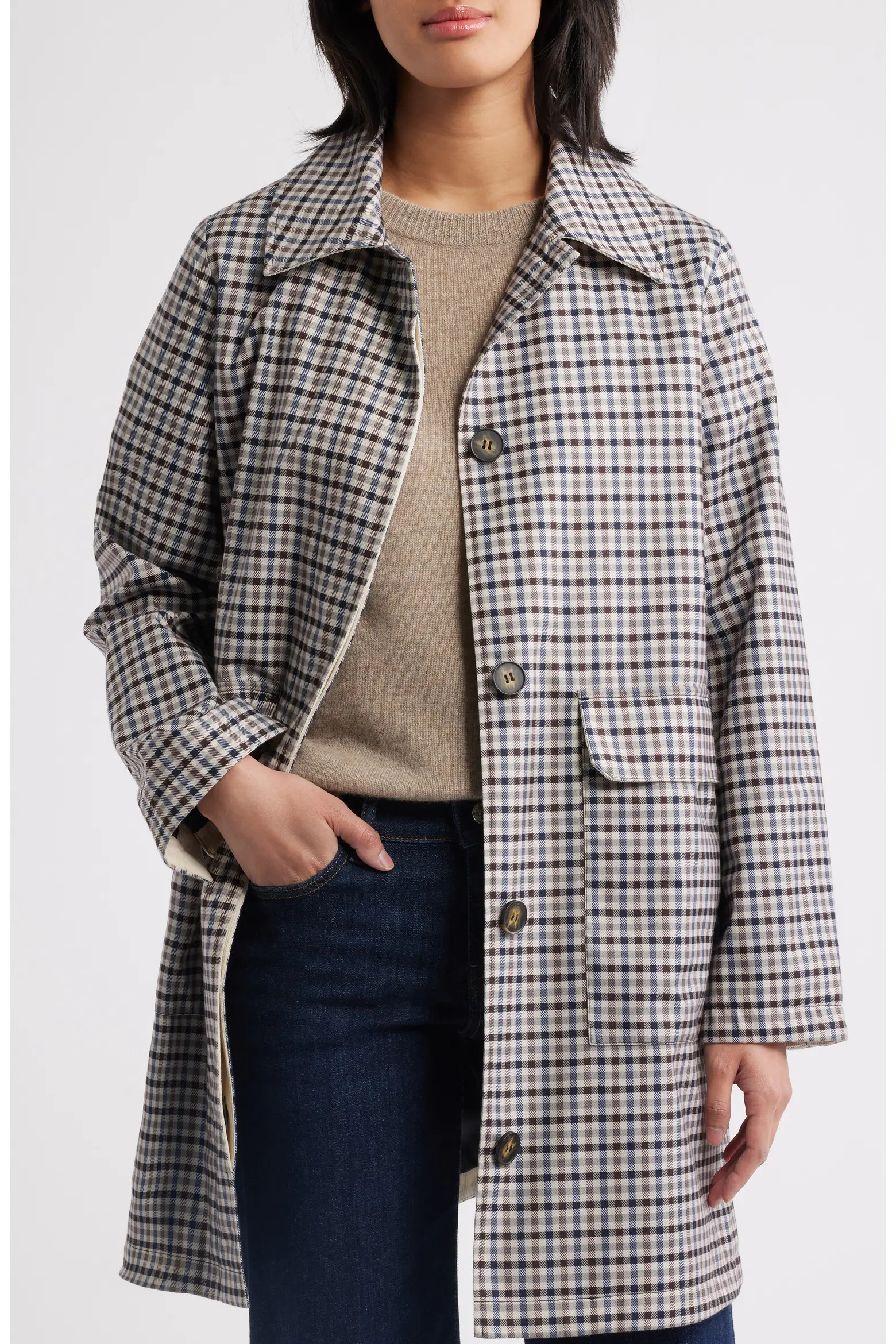 Bernardo Check Flannel Trench Coat (Women) | Nordstrom | Nordstrom