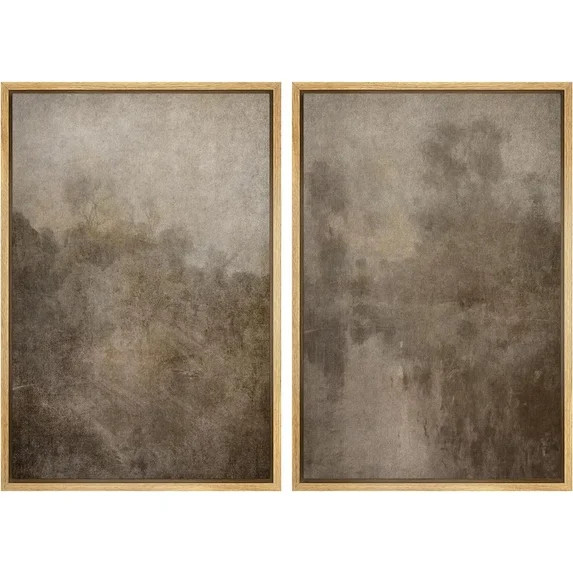 IDEA4WALL Framed Canvas Print Wall Art Set Vivid Abstract Coastal Landscape Digital Art Neutral B... | Walmart (US)