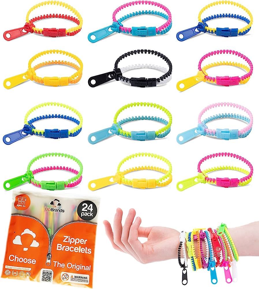 UpBrands 24 Easter Basket Stuffers, Fidget Toys Zipper Bracelets 7.5 Inches, Sensory Toys Bulk Se... | Amazon (US)
