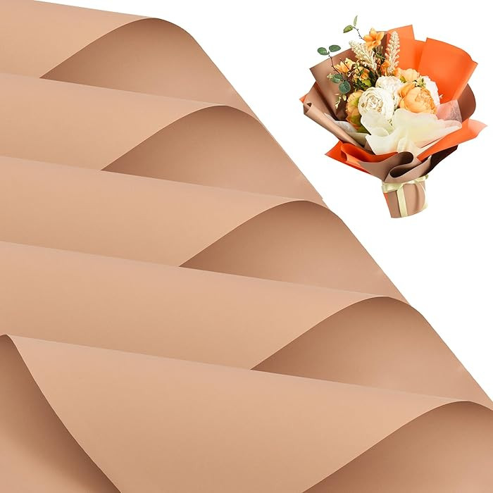 BEISHIDA 20 PCS Brown Floral Wrapping Paper-Matte Waterproof Flower Wrapping Paper Bouquet for Fl... | Amazon (US)