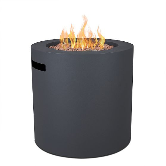 Rutland 24"" Round Steel Propane Fire Pit Table with Hidden Tank in Weathered Slate by Real Flame | West Elm (US)