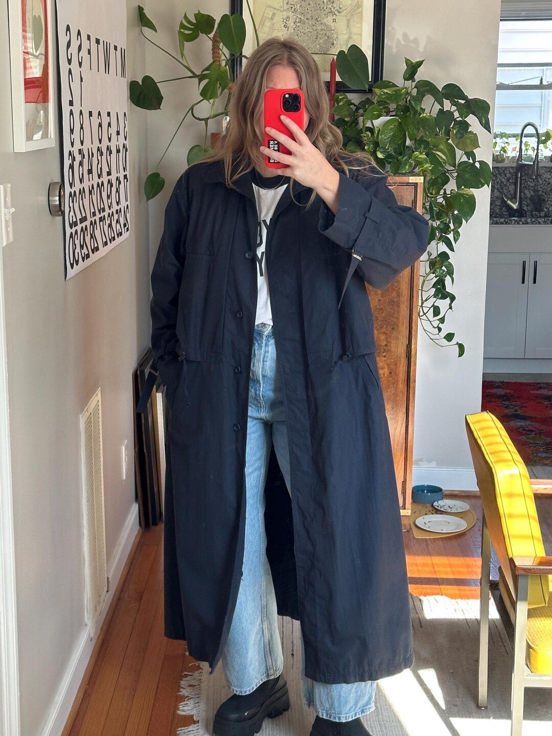 Vintage Navy Blue Trench Coat: Oversized 90s Style - Etsy Canada | Etsy (US)