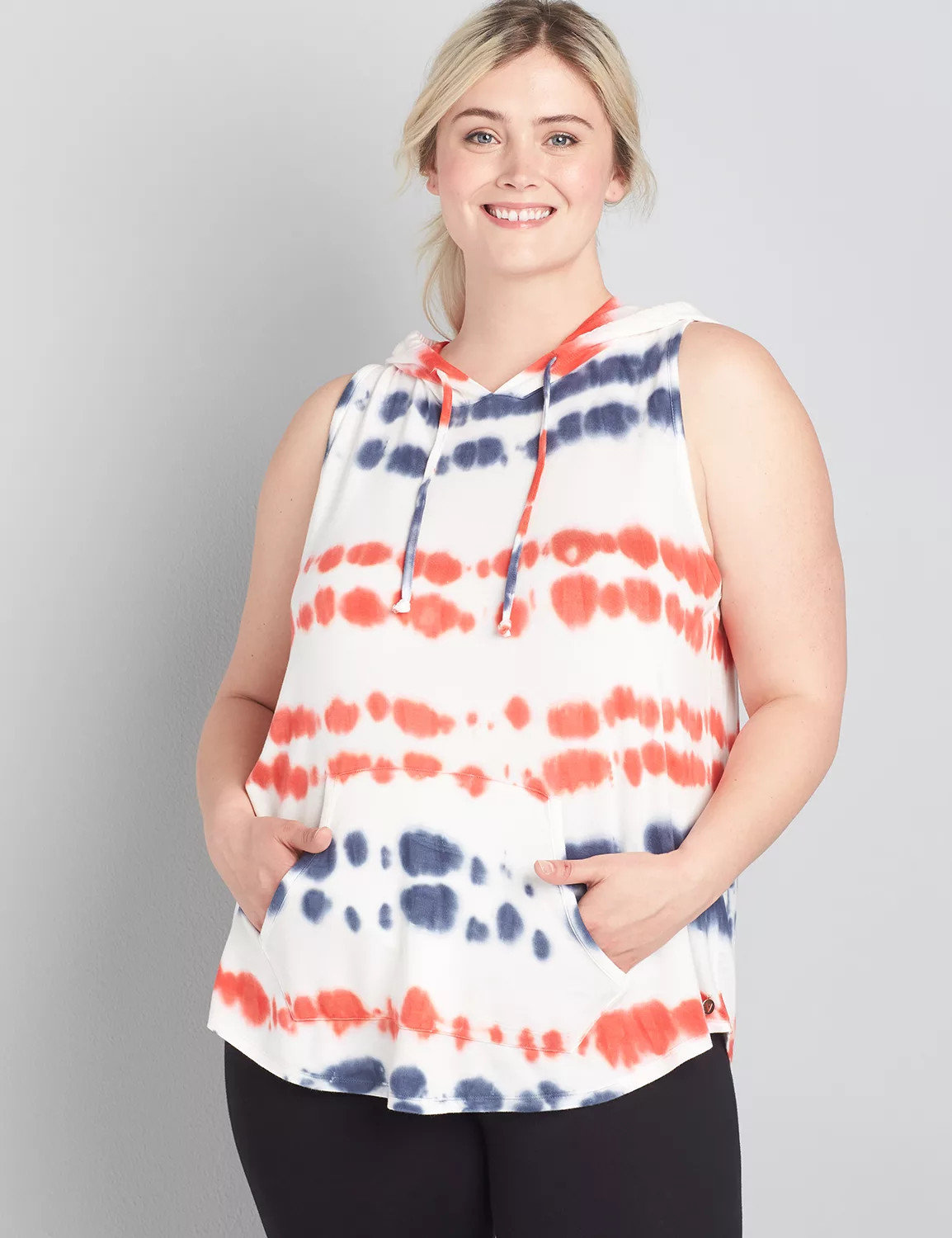 Lane Bryant Women's Livi Sleeveless French Terry Hooded Sweatshirt 14/16 White | Lane Bryant (US)