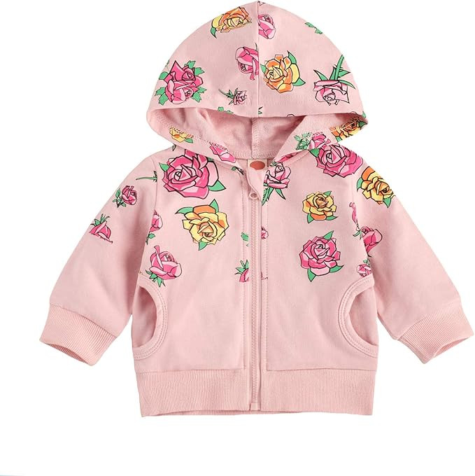 Kid Sweater Rose Print Long Sleeve Zipper Hooded Top with Pockets for Birthday Party Photography ... | Amazon (US)