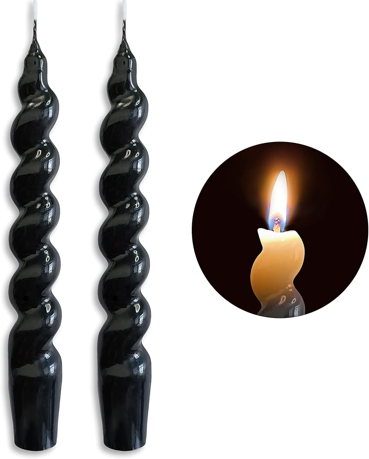 Black Taper Candles Stick Spiral Twisted Candles Unscented Dinner Candle Dripless for Home Decor ... | Amazon (US)