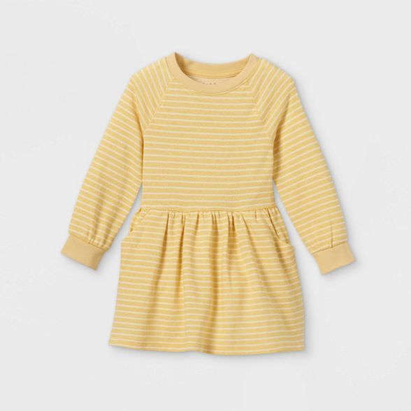 Toddler Girls' Striped Long Sleeve Dress - Cat & Jack™ Light Yellow | Target
