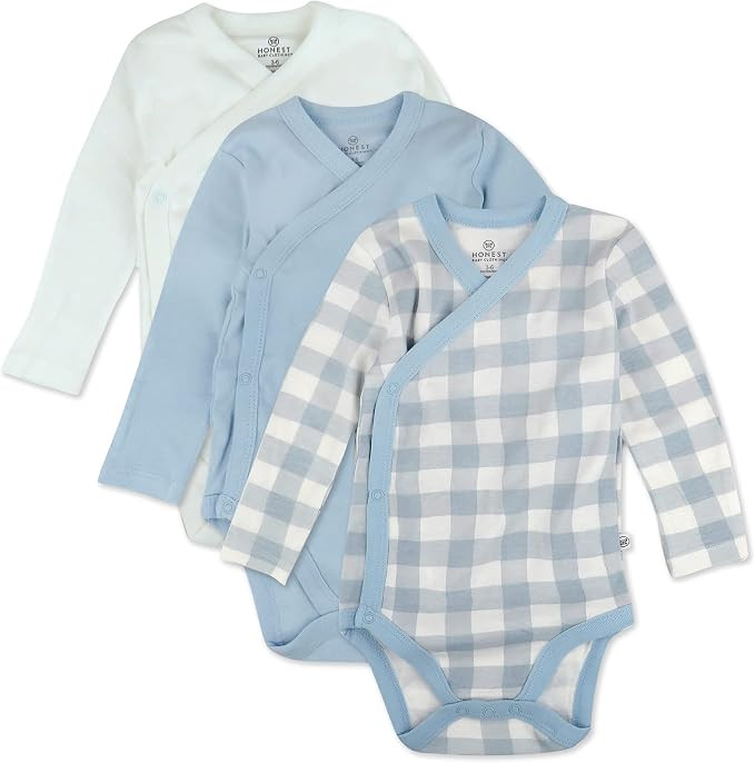 HonestBaby Baby 3-pack Long Sleeve Side-snap Kimono Bodysuits Organic Cotton for Infant Baby Boys... | Amazon (US)
