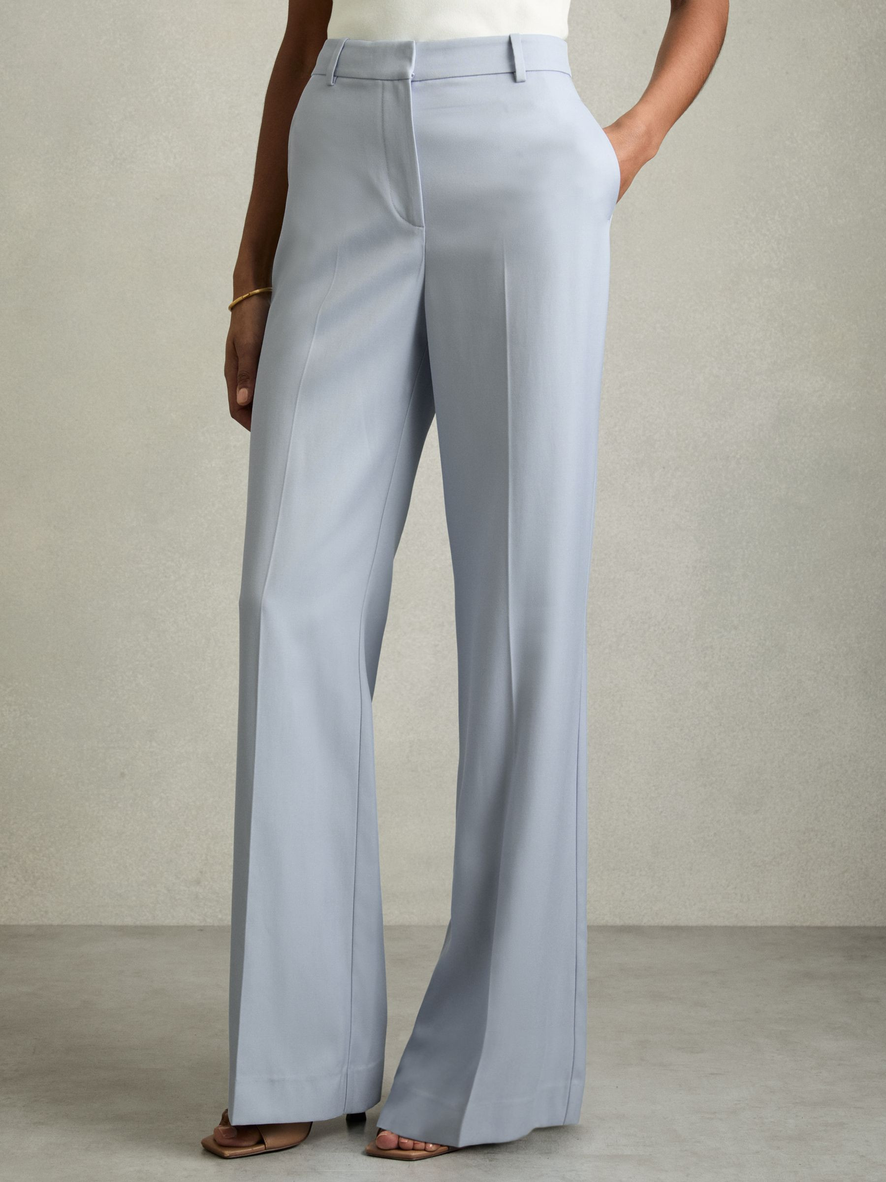 Wide-Leg Tailored Trousers in Blue | Reiss US