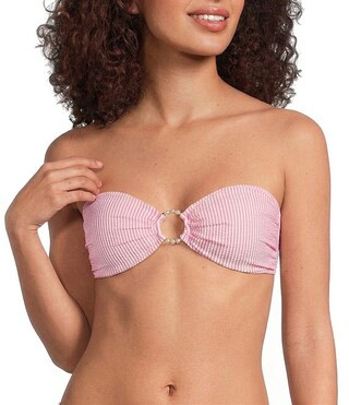 Lilly Pulitzer Katara Seersucker Stripe Bandeau Swim Top & Betie Seersucker Stripe Hipster Swim B... | Dillard's