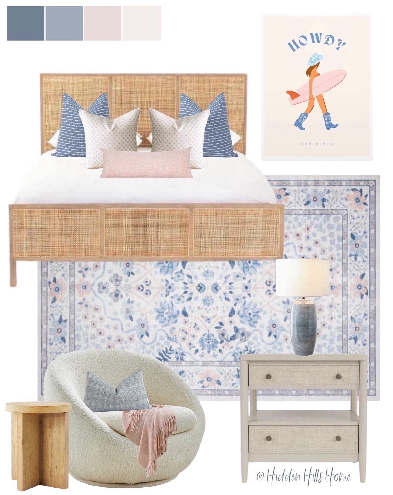 Coastal girls bedroom mood board, teen girls bedroom decor, coastal inspired teen girls bedroom mood board #teen #coastal