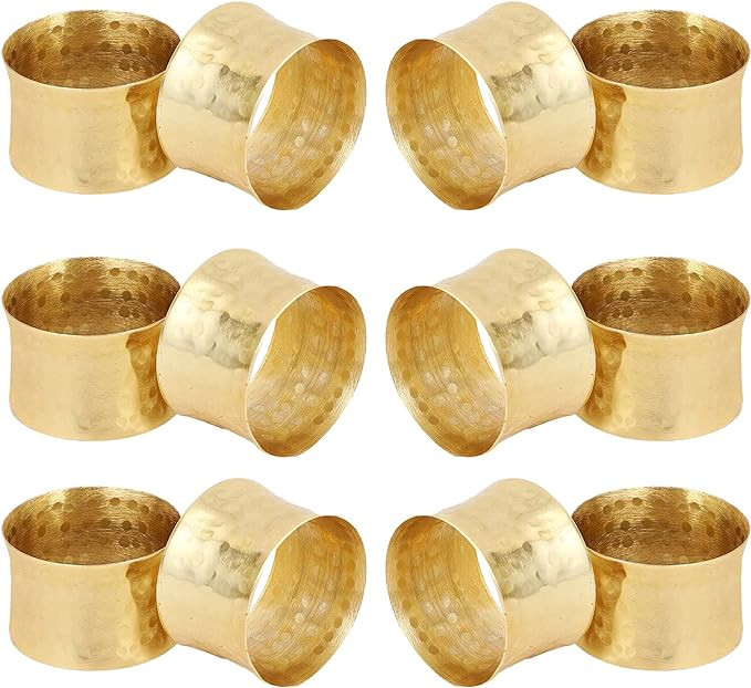 ITOS365 Handmade Round Hammered Golden Napkin Rings Holder for Dinning Table Parties Everyday, Se... | Amazon (US)