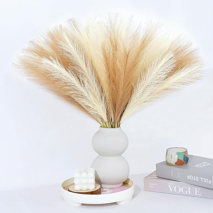 Pampas Grass Decor 30 Pcs 21.7 Inch Faux Brown Pampas Grass Bulk Artificial Dried Flowers Small V... | Amazon (US)