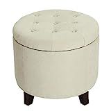 Adeco Fabric Cushion Round Button Tufted Lift Top Footstool, 20x20x18 Storage Ottomans, 20x20x17, Du | Amazon (US)