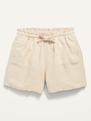 Functional Drawstring Linen-Blend Paperbag-Waist Pull-On Shorts for Toddler Girls | Old Navy (US)